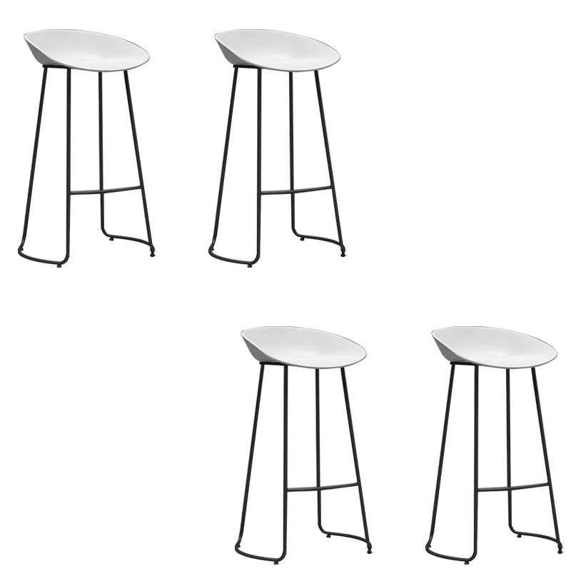 Industrial Plastic Bar Stool Armless Dining Stool with Metal Base White 4 Piece Set Clearhalo 'Bar Furniture' 'Bar Stools' 'bar_stools' 'furn' 'furn_bar_stools' 'Furniture' 'Kitchen & Dining Furniture' 6846554