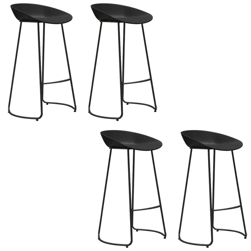 Industrial Plastic Bar Stool Armless Dining Stool with Metal Base Black 4 Piece Set Clearhalo 'Bar Furniture' 'Bar Stools' 'bar_stools' 'furn' 'furn_bar_stools' 'Furniture' 'Kitchen & Dining Furniture' 6846555