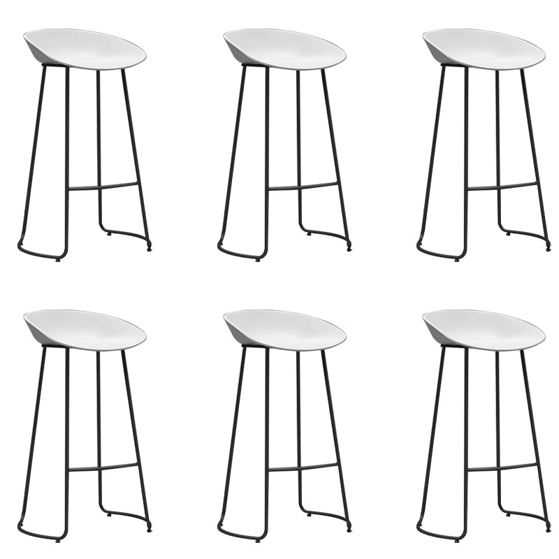 Industrial Plastic Bar Stool Armless Dining Stool with Metal Base White 6 Piece Set Clearhalo 'Bar Furniture' 'Bar Stools' 'bar_stools' 'furn' 'furn_bar_stools' 'Furniture' 'Kitchen & Dining Furniture' 6846557
