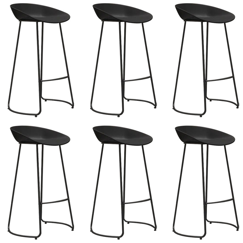Industrial Plastic Bar Stool Armless Dining Stool with Metal Base Black 6 Piece Set Clearhalo 'Bar Furniture' 'Bar Stools' 'bar_stools' 'furn' 'furn_bar_stools' 'Furniture' 'Kitchen & Dining Furniture' 6846559