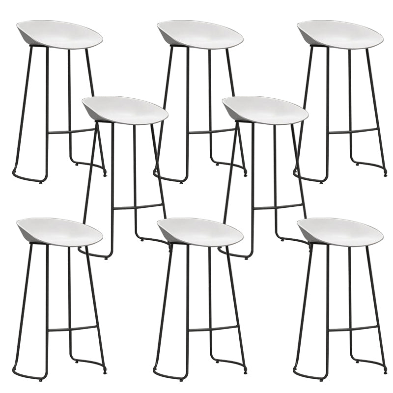 Industrial Plastic Bar Stool Armless Dining Stool with Metal Base White 8 Piece Set Clearhalo 'Bar Furniture' 'Bar Stools' 'bar_stools' 'furn' 'furn_bar_stools' 'Furniture' 'Kitchen & Dining Furniture' 6846561