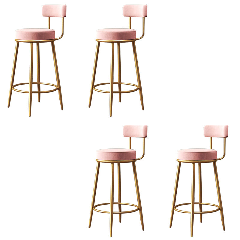 Taburetes de bar de estilo glam para bares tapizados para bares para comedor con marco dorado