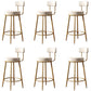 Taburetes de bar de estilo glam para bares tapizados para bares para comedor con marco dorado