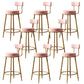 Taburetes de bar de estilo glam para bares tapizados para bares para comedor con marco dorado