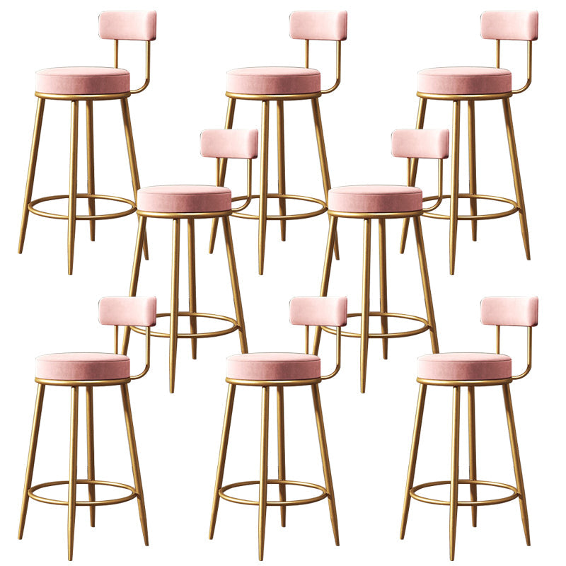 Taburetes de bar de estilo glam para bares tapizados para bares para comedor con marco dorado