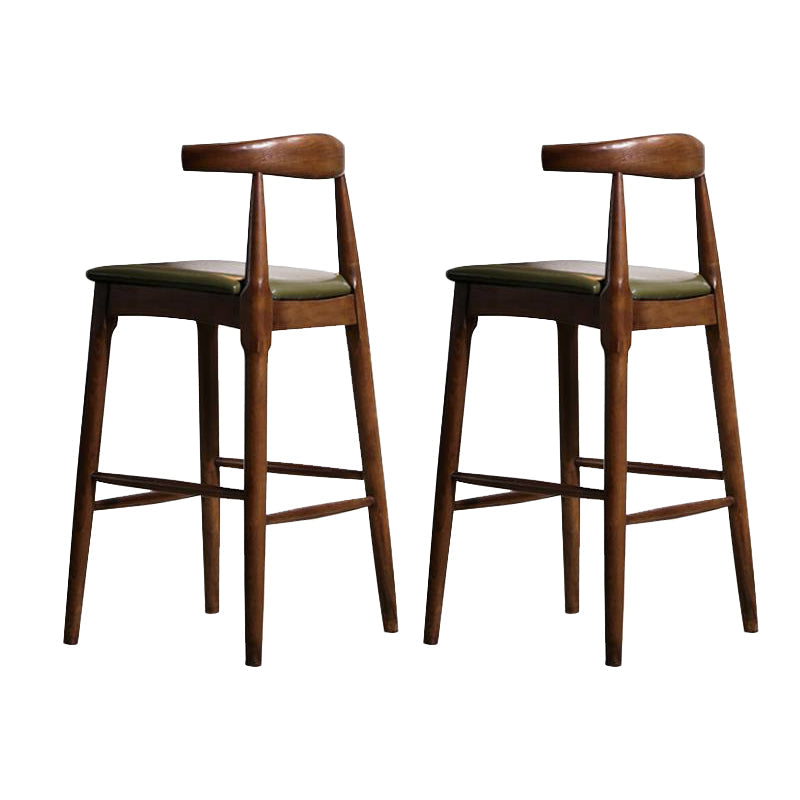 Faux Leather Dining Stools Industrial Style Bar Stool with Solid Wood Base Brown 2 Piece Set Clearhalo 'Bar Furniture' 'Bar Stools' 'bar_stools' 'furn' 'furn_bar_stools' 'Furniture' 'Kitchen & Dining Furniture' 6846609