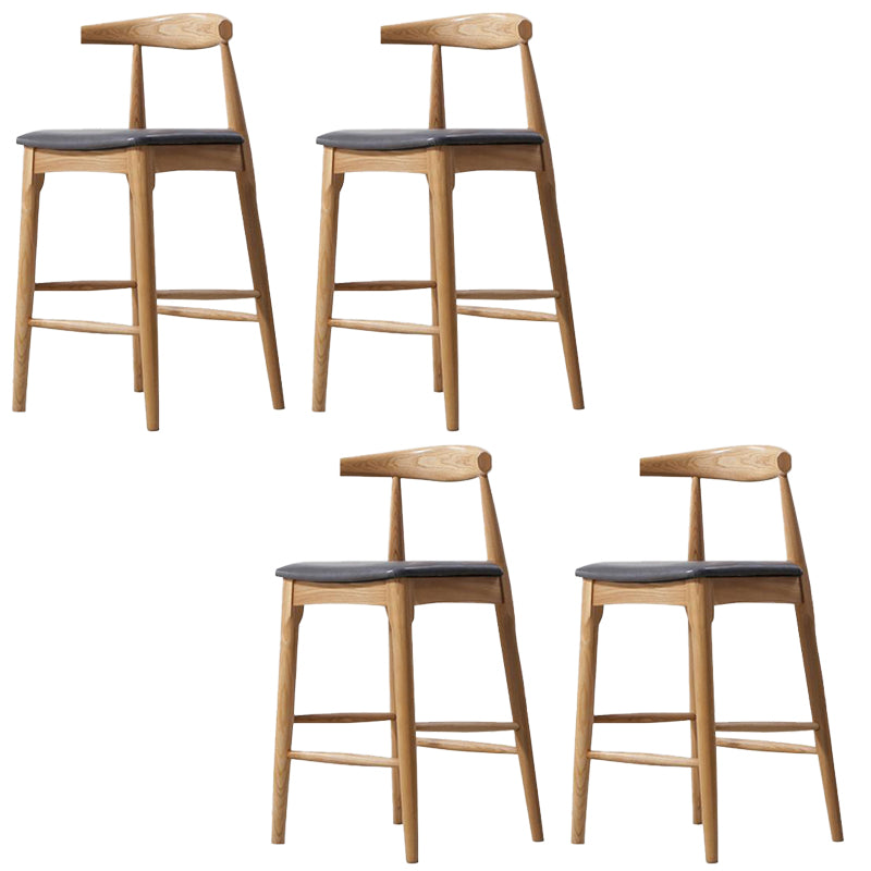 Faux Leather Dining Stools Industrial Style Bar Stool with Solid Wood Base Natural 4 Piece Set Clearhalo 'Bar Furniture' 'Bar Stools' 'bar_stools' 'furn' 'furn_bar_stools' 'Furniture' 'Kitchen & Dining Furniture' 6846610
