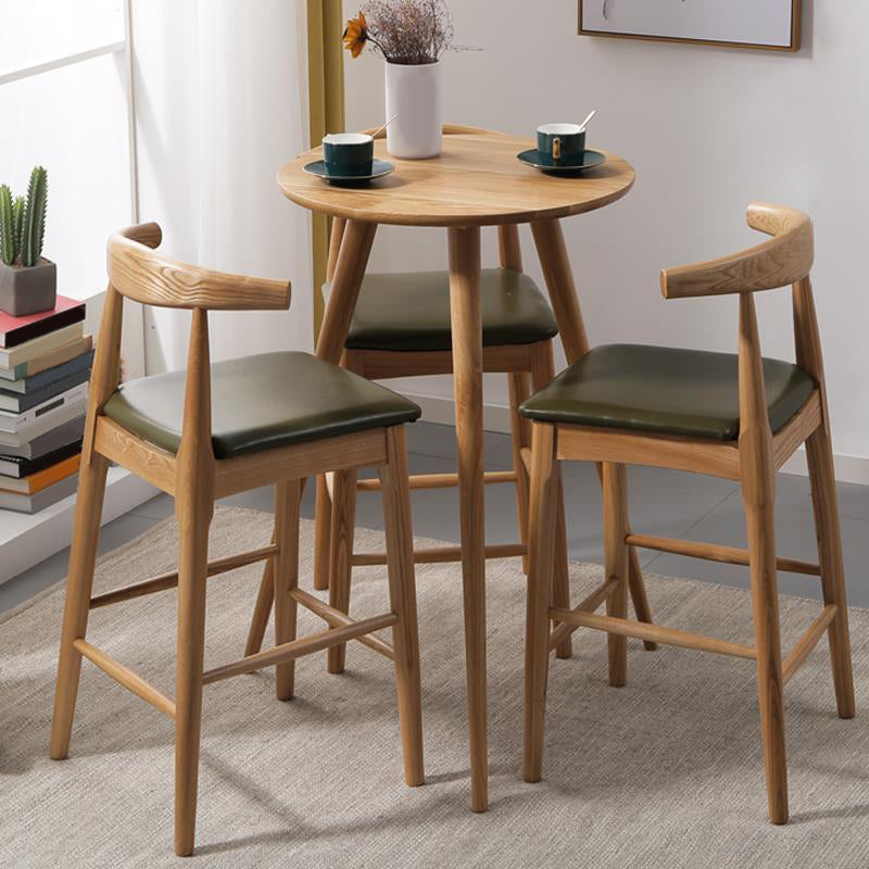Faux Leather Dining Stools Industrial Style Bar Stool with Solid Wood Base Clearhalo 'Bar Furniture' 'Bar Stools' 'bar_stools' 'furn' 'furn_bar_stools' 'Furniture' 'Kitchen & Dining Furniture' 6846611