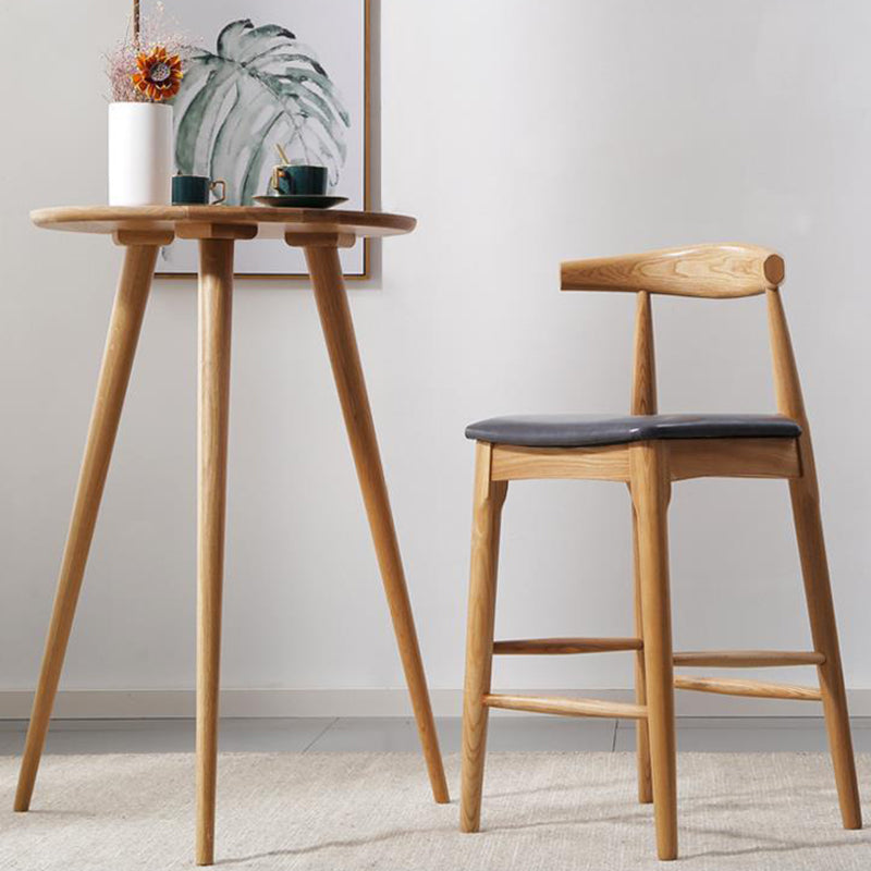 Faux Leather Dining Stools Industrial Style Bar Stool with Solid Wood Base Clearhalo 'Bar Furniture' 'Bar Stools' 'bar_stools' 'furn' 'furn_bar_stools' 'Furniture' 'Kitchen & Dining Furniture' 6846613