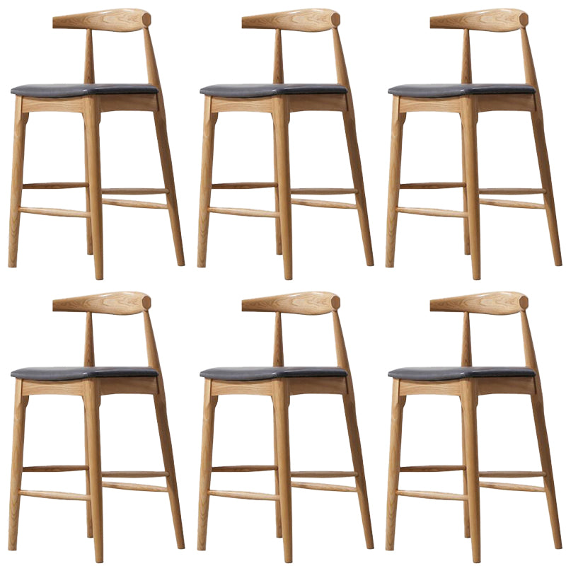 Faux Leather Dining Stools Industrial Style Bar Stool with Solid Wood Base Natural 6 Piece Set Clearhalo 'Bar Furniture' 'Bar Stools' 'bar_stools' 'furn' 'furn_bar_stools' 'Furniture' 'Kitchen & Dining Furniture' 6846614