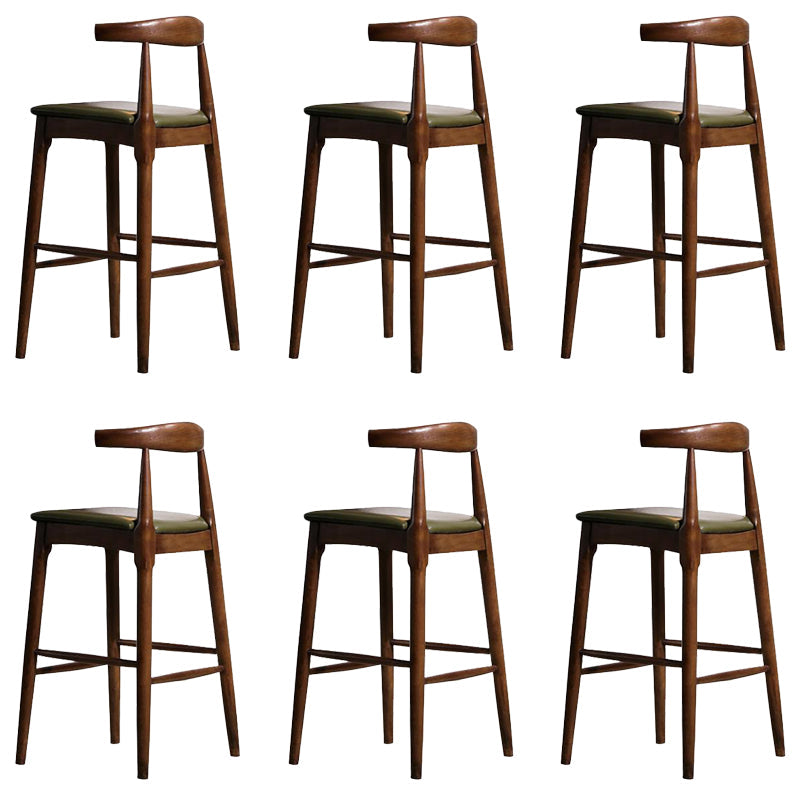Faux Leather Dining Stools Industrial Style Bar Stool with Solid Wood Base Brown 6 Piece Set Clearhalo 'Bar Furniture' 'Bar Stools' 'bar_stools' 'furn' 'furn_bar_stools' 'Furniture' 'Kitchen & Dining Furniture' 6846616