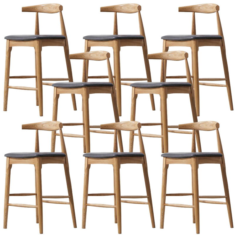 Faux Leather Dining Stools Industrial Style Bar Stool with Solid Wood Base Natural 8 Piece Set Clearhalo 'Bar Furniture' 'Bar Stools' 'bar_stools' 'furn' 'furn_bar_stools' 'Furniture' 'Kitchen & Dining Furniture' 6846618