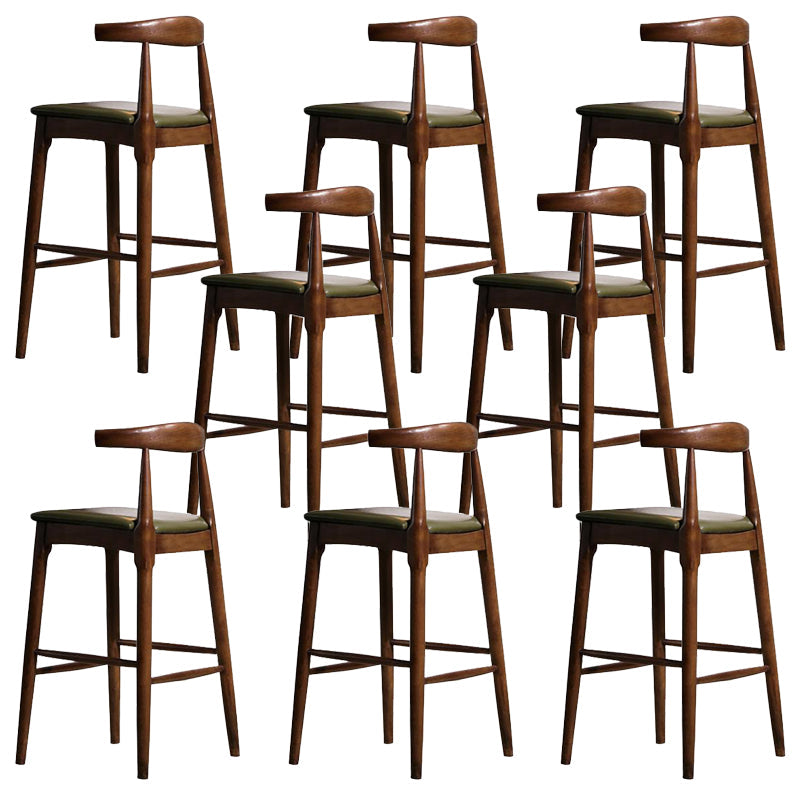 Faux Leather Dining Stools Industrial Style Bar Stool with Solid Wood Base Brown 8 Piece Set Clearhalo 'Bar Furniture' 'Bar Stools' 'bar_stools' 'furn' 'furn_bar_stools' 'Furniture' 'Kitchen & Dining Furniture' 6846620