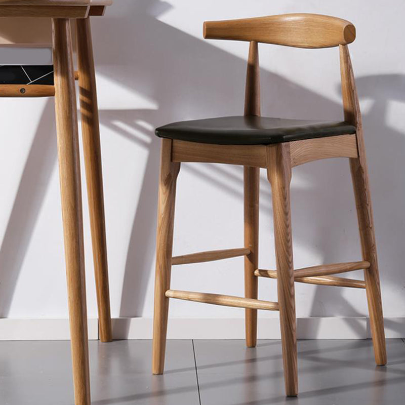 Faux Leather Dining Stools Industrial Style Bar Stool with Solid Wood Base Clearhalo 'Bar Furniture' 'Bar Stools' 'bar_stools' 'furn' 'furn_bar_stools' 'Furniture' 'Kitchen & Dining Furniture' 6846623