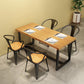 Industrial 1/5 Pieces Dining Set Rectangle Pine Wood Dining Table for Cafe 5 Pieces: Table, 4 Brown Chairs Clearhalo 'Dining Room Sets' 'Dining Tables & Seating' 'dining_room_set' 'furn' 'furn_dining_room_set' 'Furniture' 'Kitchen & Dining Furniture' 6846726