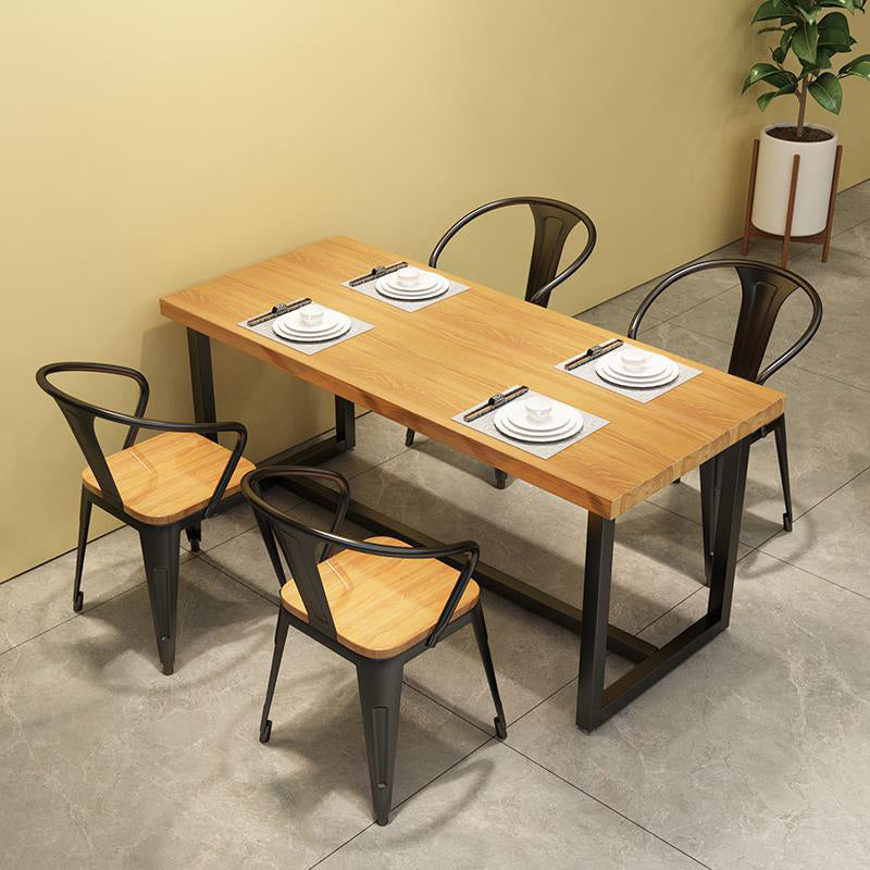 Industrial 1/5 Pieces Dining Set Rectangle Pine Wood Dining Table for Cafe 5 Pieces: Table, 4 Brown Chairs Clearhalo 'Dining Room Sets' 'Dining Tables & Seating' 'dining_room_set' 'furn' 'furn_dining_room_set' 'Furniture' 'Kitchen & Dining Furniture' 6846726