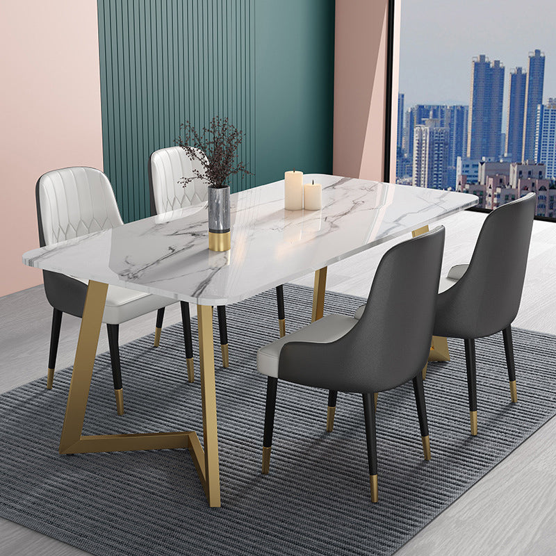 Nordic 1/2/5 Pieces Dining Set Rectangle Stone Dining Table for Kitchen Clearhalo 'Dining Room Sets' 'Dining Tables & Seating' 'dining_room_set' 'furn' 'furn_dining_room_set' 'Furniture' 'Kitchen & Dining Furniture' 6846807