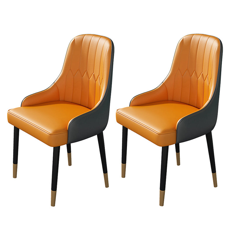 Nordic 1/2/5 Pieces Dining Set Rectangle Stone Dining Table for Kitchen 2 Orange Chairs Clearhalo 'Dining Room Sets' 'Dining Tables & Seating' 'dining_room_set' 'furn' 'furn_dining_room_set' 'Furniture' 'Kitchen & Dining Furniture' 6846808