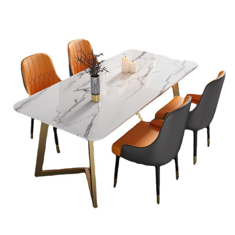 Nordic 1/2/5 Pieces Dining Set Rectangle Stone Dining Table for Kitchen Clearhalo 'Dining Room Sets' 'Dining Tables & Seating' 'dining_room_set' 'furn' 'furn_dining_room_set' 'Furniture' 'Kitchen & Dining Furniture' 6846816