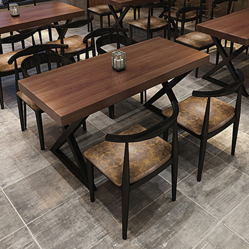 Industrial 1/5 Pieces Dining Set Rectangle Pine Wood Dining Table for Barbecue Shop