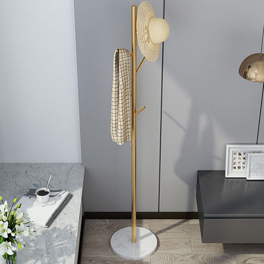 Luxuriöser Kleiderbügel Marmorboden Metall -Rack mit Multi -Kleidungs ​​-Haken