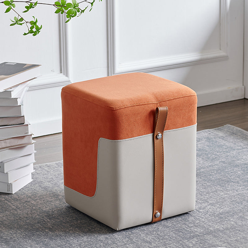 Colorblock Flannel Pouf Modern Simple Square Upholstered Ottoman Orange 1 Piece Clearhalo 'furn' 'furn_ottomans_poufs' 'Furniture' 'Living Room Furniture' 'Ottomans & Poufs' 'ottomans_poufs' 6848489
