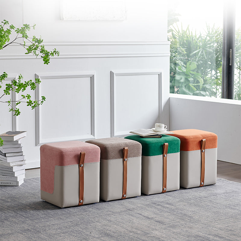 Colorblock Flannel Pouf Modern Simple Square Upholstered Ottoman Clearhalo 'furn' 'furn_ottomans_poufs' 'Furniture' 'Living Room Furniture' 'Ottomans & Poufs' 'ottomans_poufs' 6848502