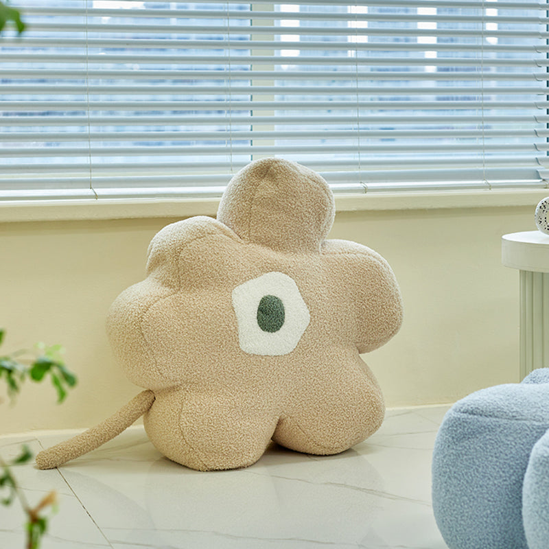 Modern Pouf Ottoman Velvet Upholstered Tear Resistant Flower Shape Ottoman