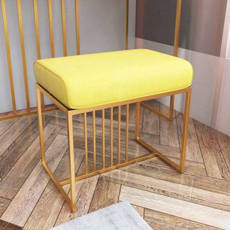 Solid Color Flannel Standard Stool Modern Simple Rectangular Upholstered Ottoman Yellow 1 Piece Clearhalo 'furn' 'furn_ottomans_poufs' 'Furniture' 'Living Room Furniture' 'Ottomans & Poufs' 'ottomans_poufs' 6848590