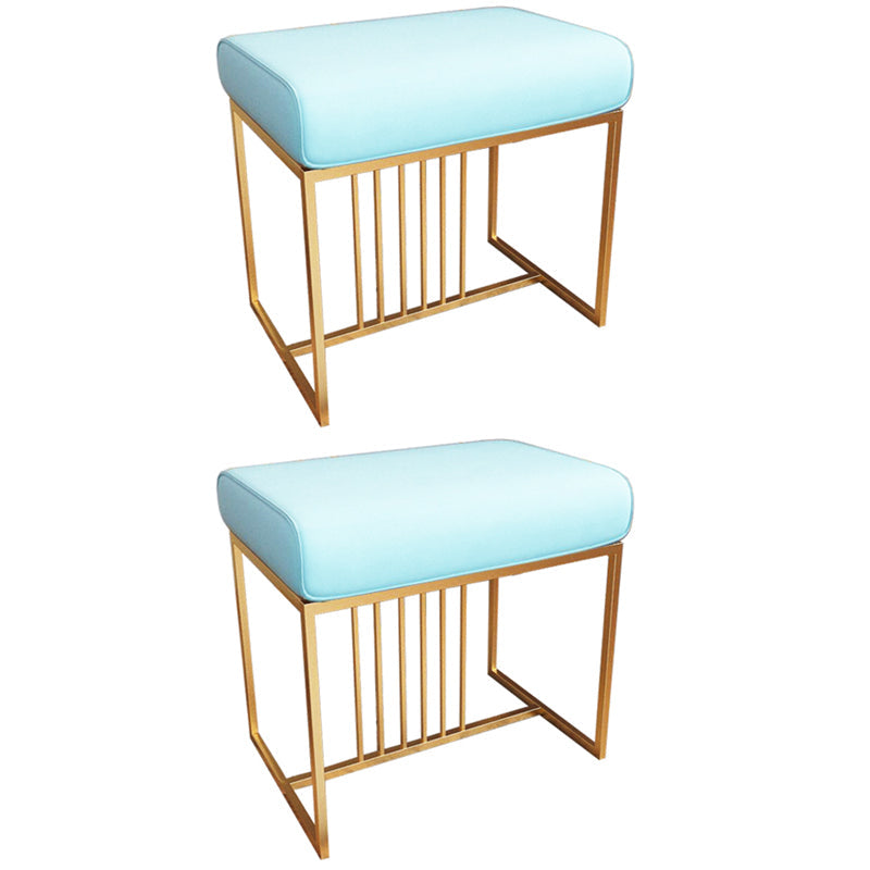 Solid Color Flannel Standard Stool Modern Simple Rectangular Upholstered Ottoman Light Blue 2 Piece Set Clearhalo 'furn' 'furn_ottomans_poufs' 'Furniture' 'Living Room Furniture' 'Ottomans & Poufs' 'ottomans_poufs' 6848598
