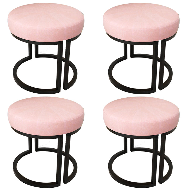 Solid Color Flannel Standard Stool Modern Style Simple Round Footstool Pink 4 Piece Set Black Clearhalo 'furn' 'furn_ottomans_poufs' 'Furniture' 'Living Room Furniture' 'Ottomans & Poufs' 'ottomans_poufs' 6848619