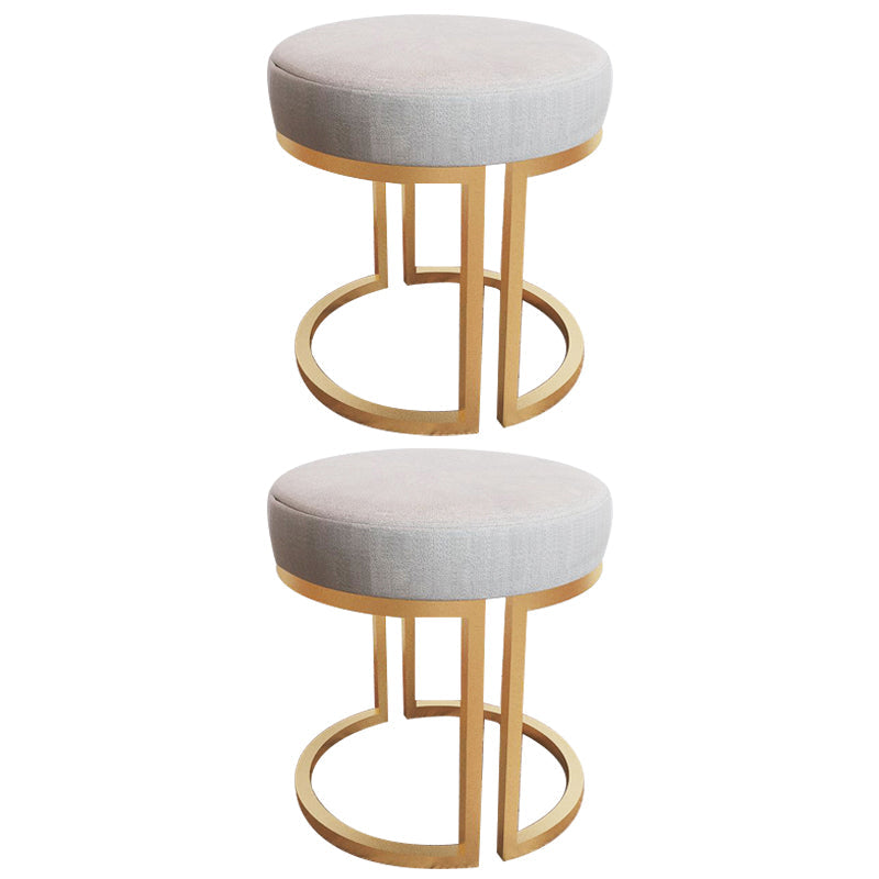 Solid Color Flannel Standard Stool Modern Style Simple Round Footstool Gray 2 Piece Set Gold Clearhalo 'furn' 'furn_ottomans_poufs' 'Furniture' 'Living Room Furniture' 'Ottomans & Poufs' 'ottomans_poufs' 6848621