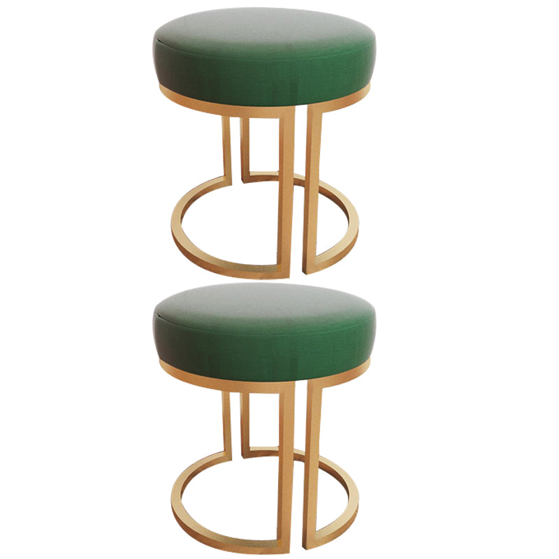 Solid Color Flannel Standard Stool Modern Style Simple Round Footstool Green 2 Piece Set Gold Clearhalo 'furn' 'furn_ottomans_poufs' 'Furniture' 'Living Room Furniture' 'Ottomans & Poufs' 'ottomans_poufs' 6848624
