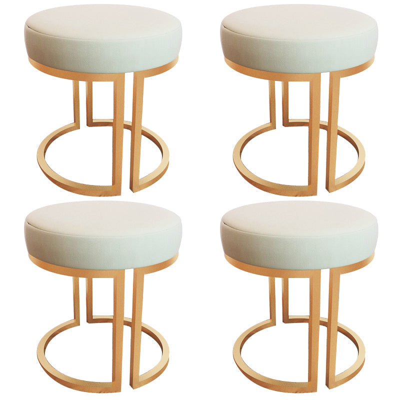 Solid Color Flannel Standard Stool Modern Style Simple Round Footstool Light Green 4 Piece Set Gold Clearhalo 'furn' 'furn_ottomans_poufs' 'Furniture' 'Living Room Furniture' 'Ottomans & Poufs' 'ottomans_poufs' 6848637