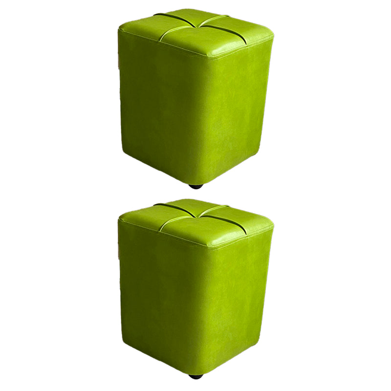 Modern Leather Pouf Stain Resistant Square Pouf for Living Room 11"L x 11"W x 14"H Green 2 Piece Set Clearhalo 'furn' 'furn_ottomans_poufs' 'Furniture' 'Living Room Furniture' 'Ottomans & Poufs' 'ottomans_poufs' 6848693