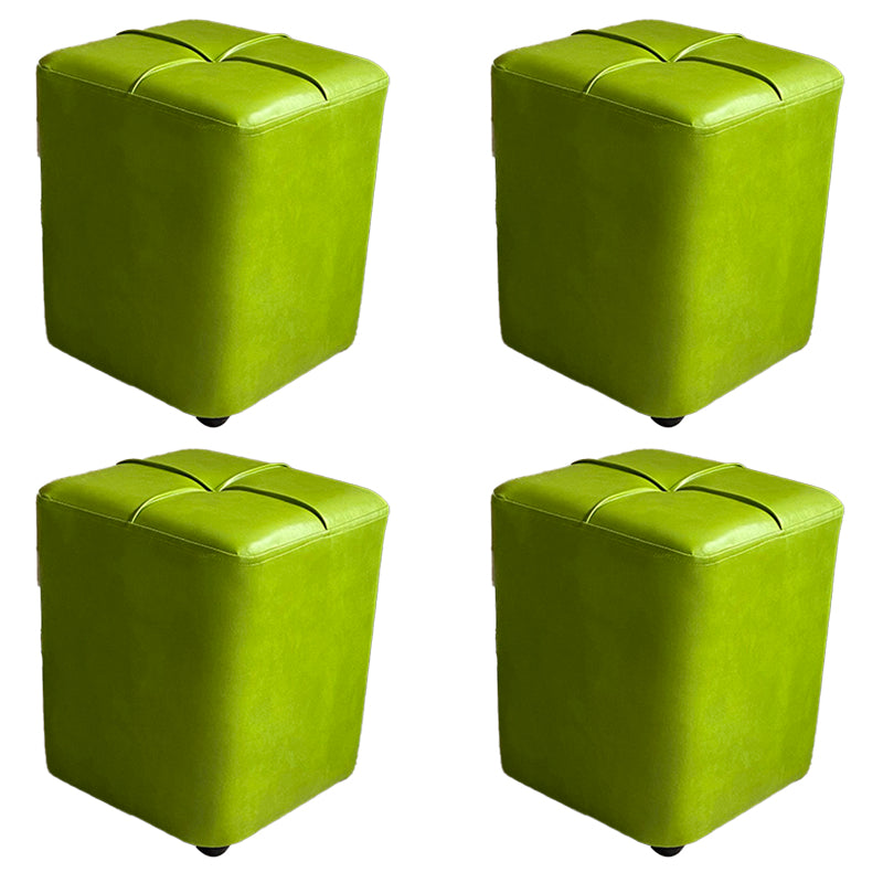Modern Leather Pouf Stain Resistant Square Pouf for Living Room 11"L x 11"W x 14"H Green 4 Piece Set Clearhalo 'furn' 'furn_ottomans_poufs' 'Furniture' 'Living Room Furniture' 'Ottomans & Poufs' 'ottomans_poufs' 6848694