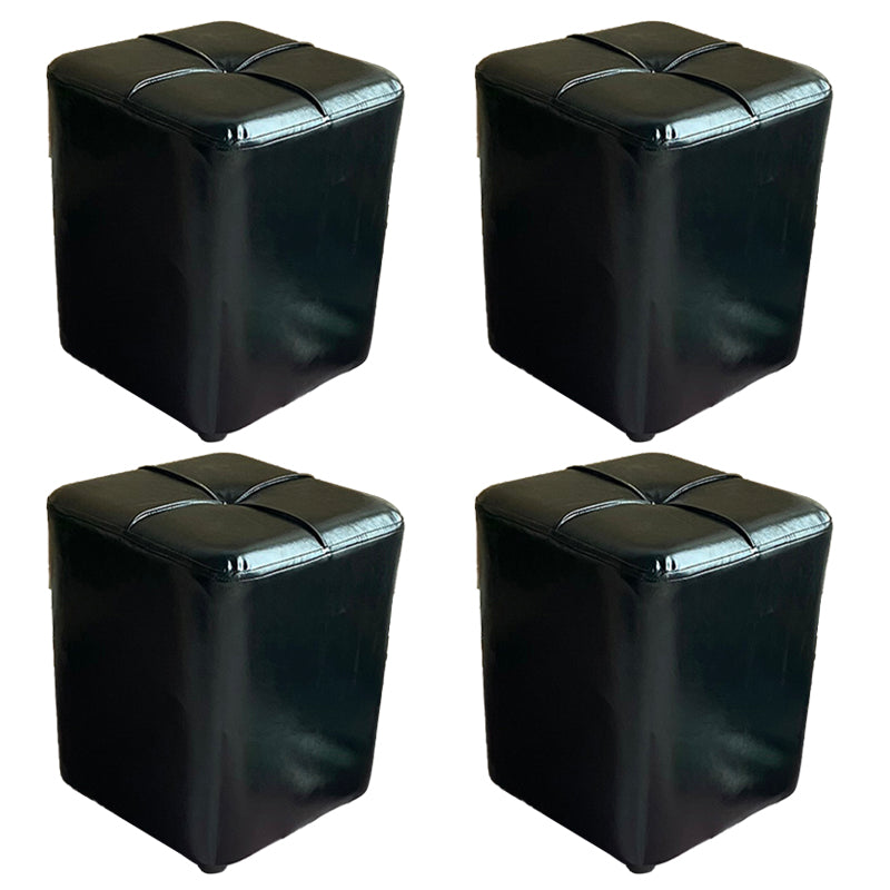 Modern Leather Pouf Stain Resistant Square Pouf for Living Room 11"L x 11"W x 14"H Black 4 Piece Set Clearhalo 'furn' 'furn_ottomans_poufs' 'Furniture' 'Living Room Furniture' 'Ottomans & Poufs' 'ottomans_poufs' 6848712