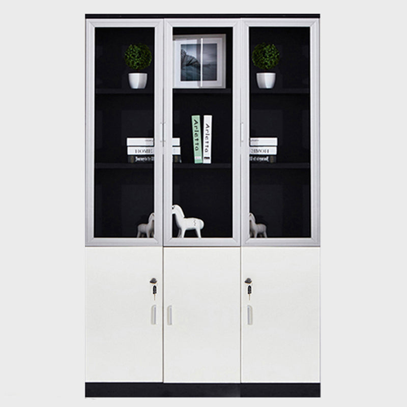 Traditional File Cabinet Wood Frame Vertical File Cabinet with Shelves for Office Black White Glass Clearhalo 'Filing Cabinets' 'filling_cabinets' 'furn' 'furn_filling_cabinets' 'Furniture' 'Office Furniture' 6850435