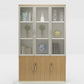 Traditional File Cabinet Wood Frame Vertical File Cabinet with Shelves for Office Natural Wood White Glass Clearhalo 'Filing Cabinets' 'filling_cabinets' 'furn' 'furn_filling_cabinets' 'Furniture' 'Office Furniture' 6850445