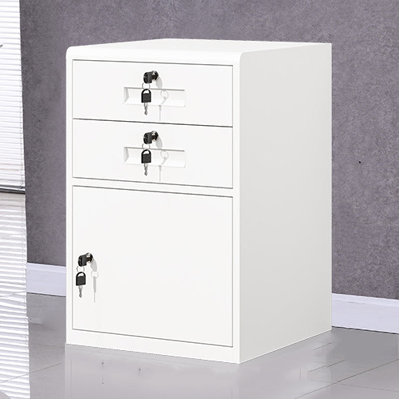 Gabinetto di file verticale in metallo classico con cassetti di bloccaggio