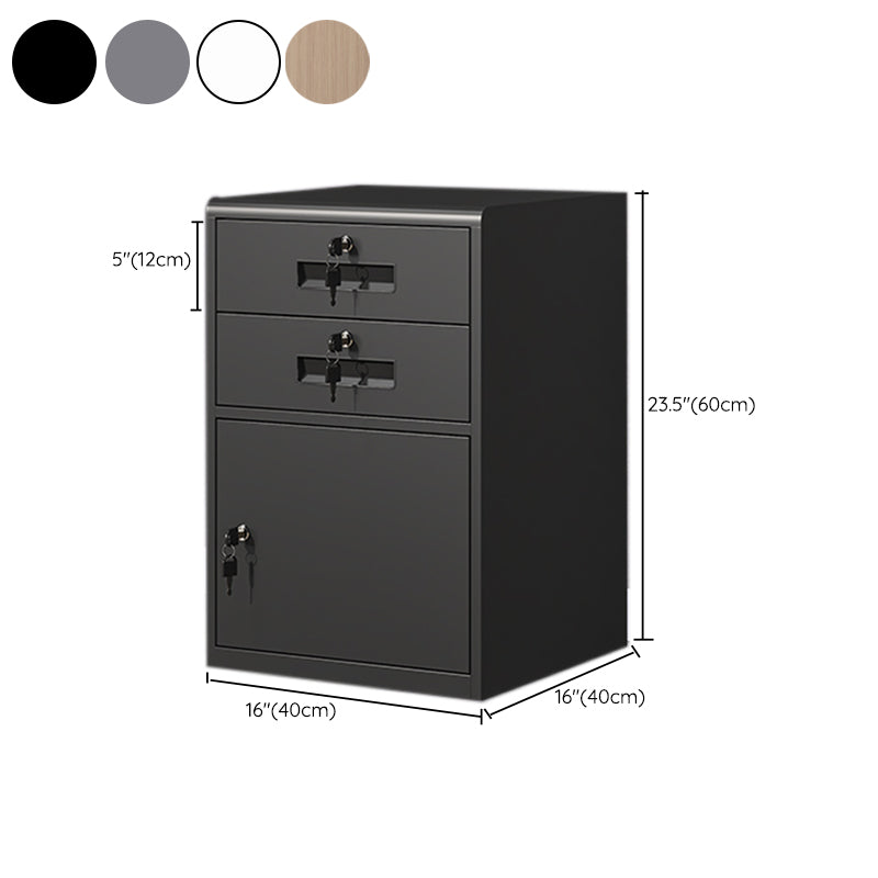 Gabinetto di file verticale in metallo classico con cassetti di bloccaggio