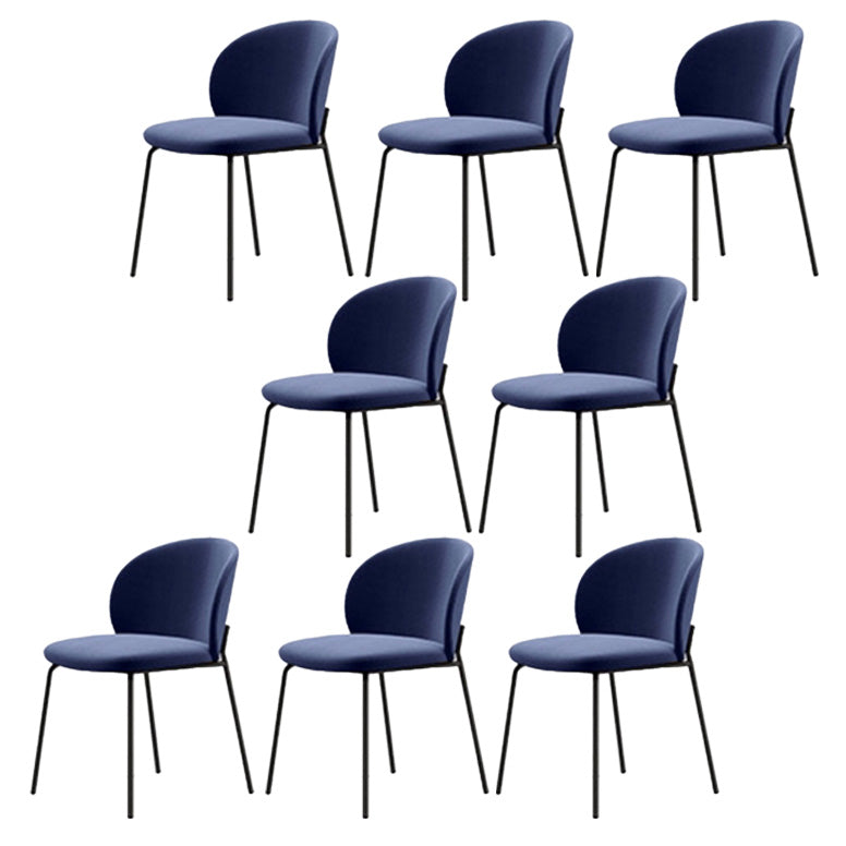 Industrial Style Indoor-Outdoor Chair Wingback Armless Chair Set Blue Fabric 8 Piece Set Clearhalo 'Dining Chairs' 'Dining Tables & Seating' 'dining_chair' 'furn' 'furn_dining_chair' 'Furniture' 'Kitchen & Dining Furniture' 6850532