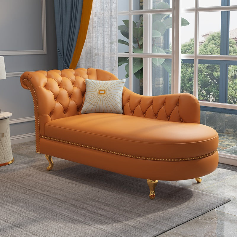 Sillón de cuero genuino con brazos enrollados para dormitorio y sala de estar