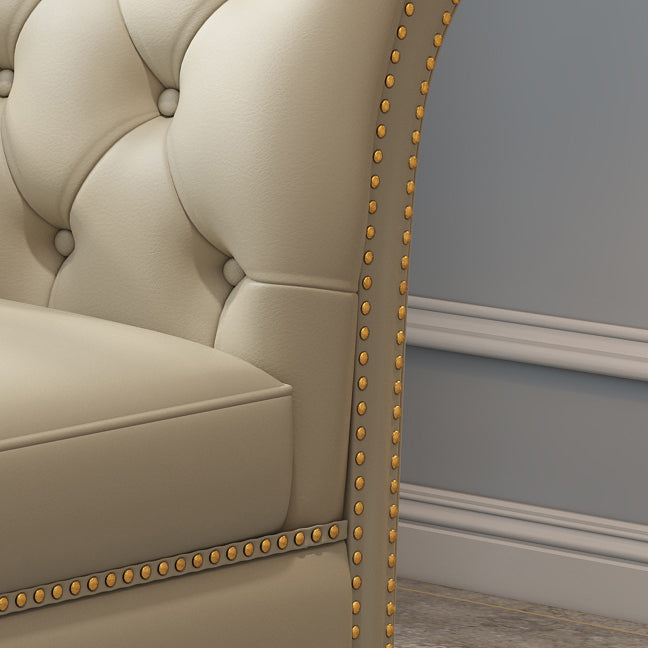 Sillón de cuero genuino con brazos enrollados para dormitorio y sala de estar