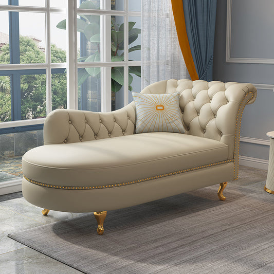 Tufted Genuine Leather Chaise Lounge Rolled Arms Lounge Chair for Bedroom and Living Room Clearhalo 'Chairs & Seating' 'Chaise Lounge' 'chaise_lounge' 'furn' 'furn_chaise_lounge' 'Furniture' 'Living Room Furniture' 6850981