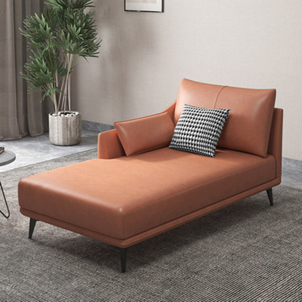 Nordic Style Faux Leather Chaise Recessed Arms Chaise in Solid Color Orange Right-Arm Chaise Clearhalo 'Chairs & Seating' 'Chaise Lounge' 'chaise_lounge' 'furn' 'furn_chaise_lounge' 'Furniture' 'Living Room Furniture' 6850983