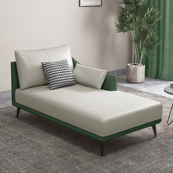 Nordic Style Faux Leather Chaise Recessed Arms Chaise in Solid Color White-Green Left-Arm Chaise Clearhalo 'Chairs & Seating' 'Chaise Lounge' 'chaise_lounge' 'furn' 'furn_chaise_lounge' 'Furniture' 'Living Room Furniture' 6850984