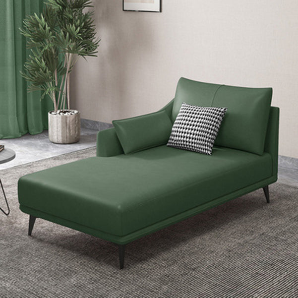 Nordic Style Faux Leather Chaise Recessed Arms Chaise in Solid Color Dark Green Right-Arm Chaise Clearhalo 'Chairs & Seating' 'Chaise Lounge' 'chaise_lounge' 'furn' 'furn_chaise_lounge' 'Furniture' 'Living Room Furniture' 6850987