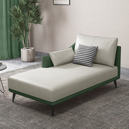 Nordic Style Faux Leather Chaise Recessed Arms Chaise in Solid Color White-Green Right-Arm Chaise Clearhalo 'Chairs & Seating' 'Chaise Lounge' 'chaise_lounge' 'furn' 'furn_chaise_lounge' 'Furniture' 'Living Room Furniture' 6850989