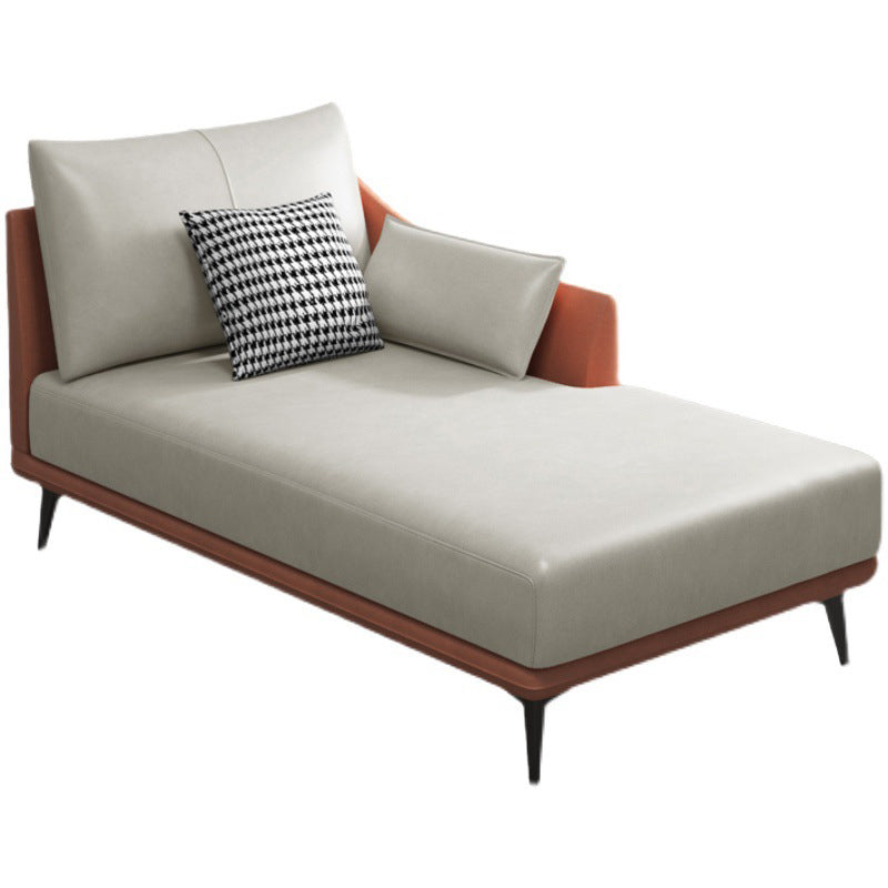 Nordic Style Faux Leather Chaise Recessed Arms Chaise in Solid Color White-Saffron Left-Arm Chaise Clearhalo 'Chairs & Seating' 'Chaise Lounge' 'chaise_lounge' 'furn' 'furn_chaise_lounge' 'Furniture' 'Living Room Furniture' 6850995